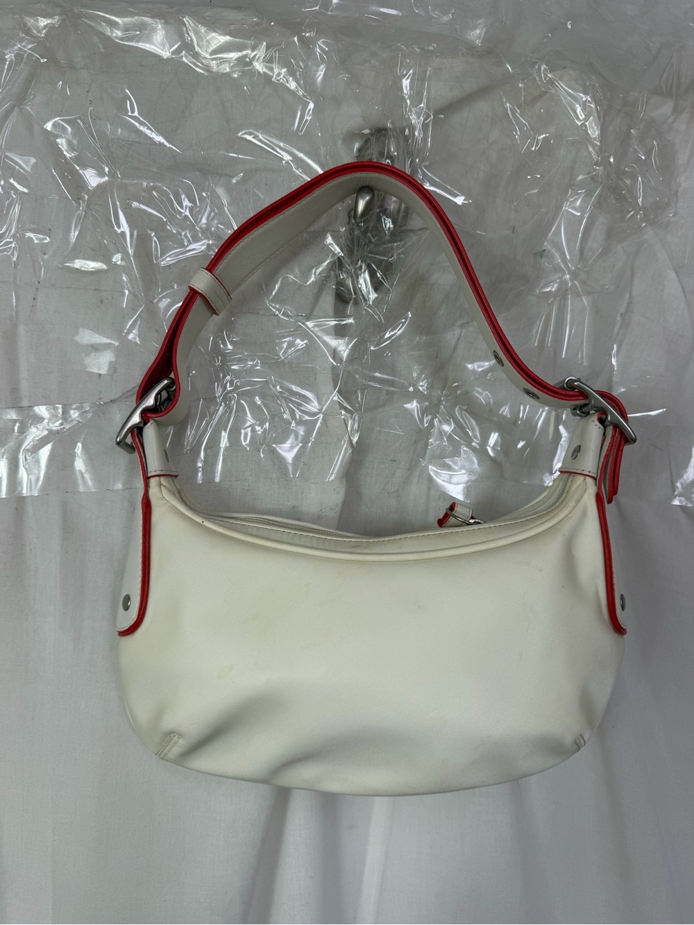 COACH Y2K Bicolor White Nylon Leather J3K-6671 Hobo Shoulder Pochette Bag - Picture 3 of 12